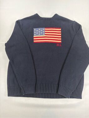 Polo Ralph Lauren American Flag Cotton Knit Sweater XL